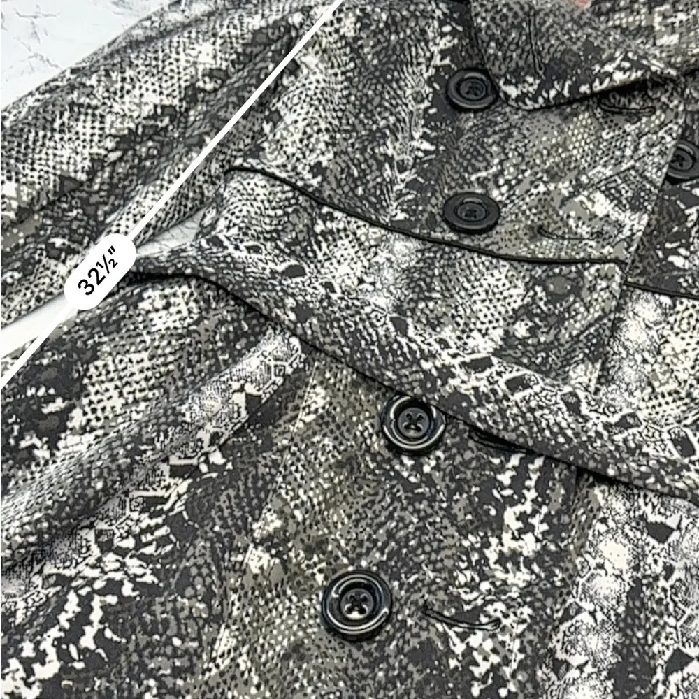 Y2K Candie's Black Grey & White Snake-Print Trench Coat with Belt Size Medium - Picture 10 of 12
